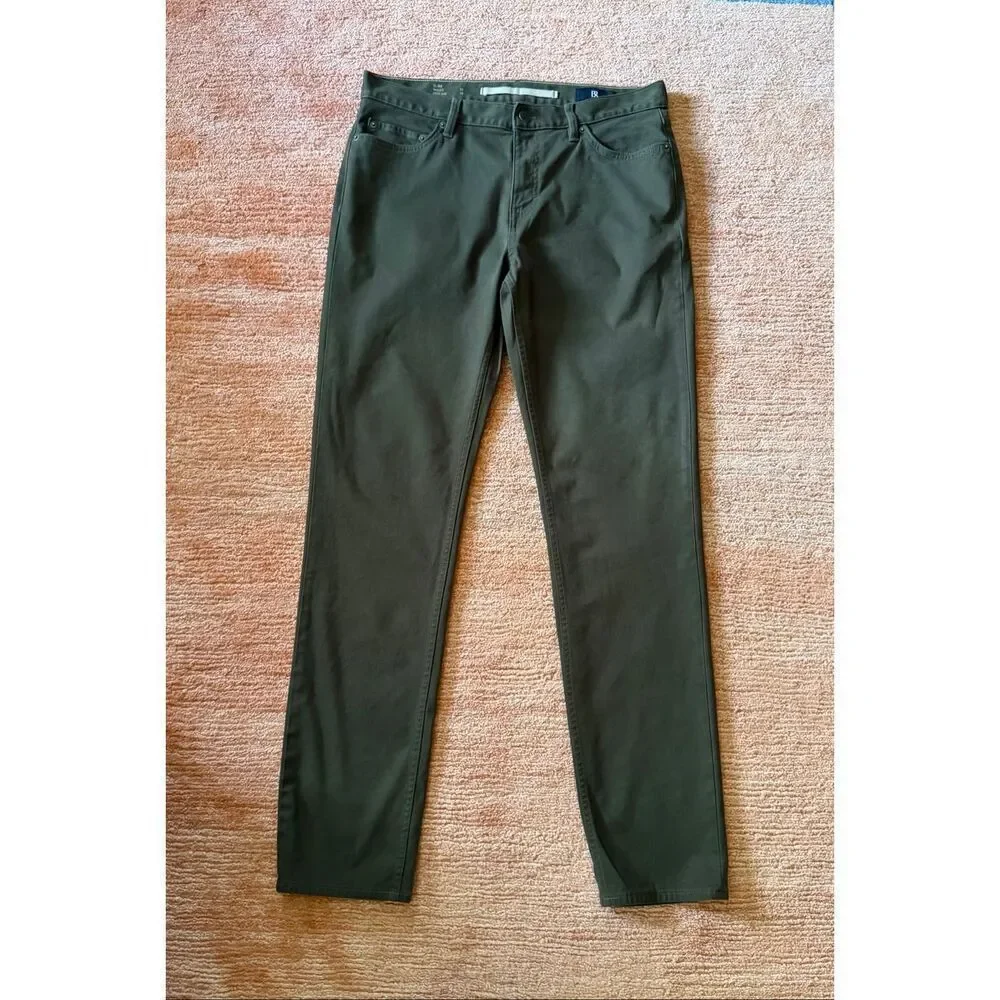 Banana Republic Men’s Slim Fit Stretch Pants Olive Green Waist 33 Inseam 34